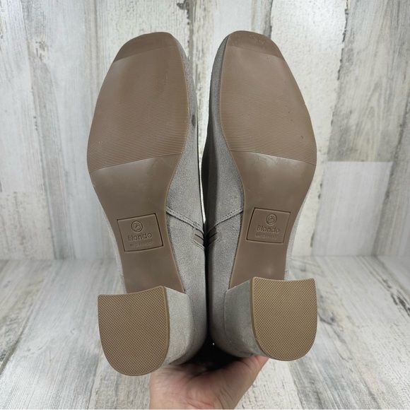 New Blondo Etana Waterproof Block Heel Round Toe Suede Bootie in Gray #323 - Picture 10 of 12
